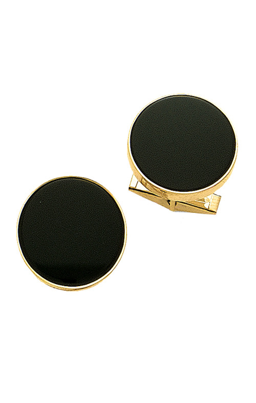 Onyx Cufflinks - Round Black Onyx and 14K Gold