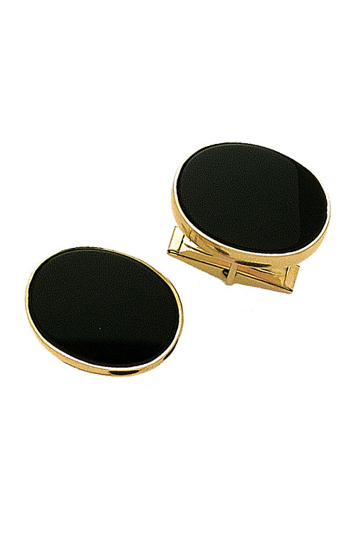 14k Cufflinks: Oval Gold and Black Onyx