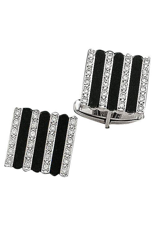 White Gold & Onyx  Cuff Links With .72 ct. Diamonds