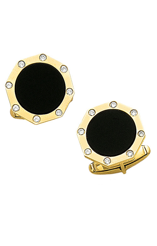 14K Gold Diamond and Onyx Cufflinks