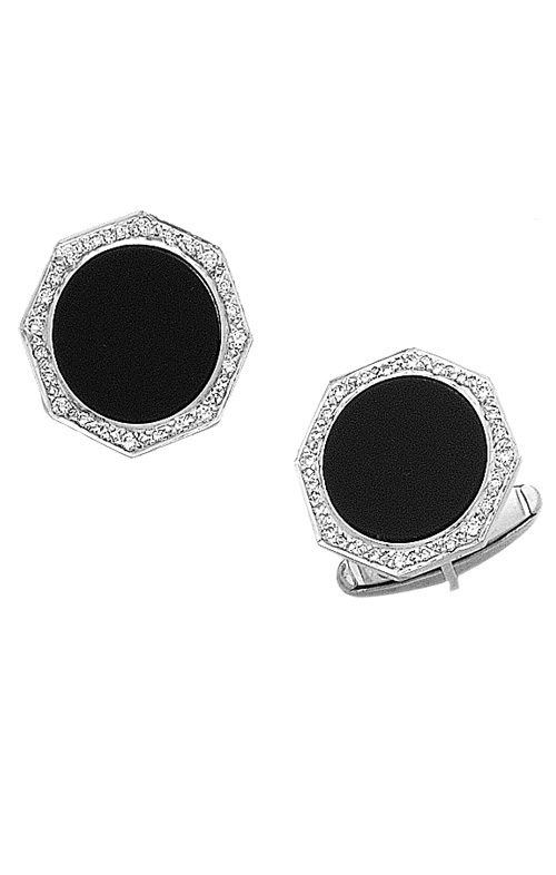 White Gold and Onyx Octagon Cufflinks