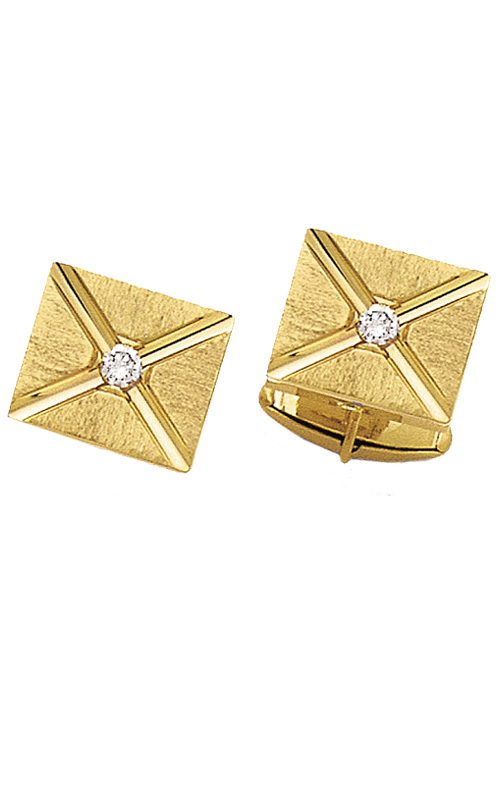 14k Gold Envelope Cufflinks with Large Center Diamond