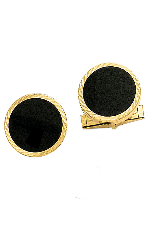 Black Onyx Cufflinks - 14K Gold and Onyx Swirl Cufflinks