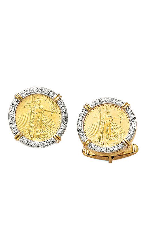 Coin Cufflinks - genuine eagle coin with .48 ct. diamonds