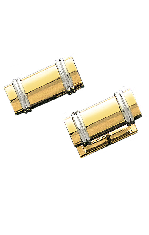 14K Gold Cuff Links - Two Tone cylinder Cufflinks