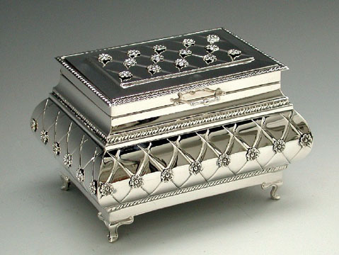 Sterling Silver Flower and Rows Etrog Box