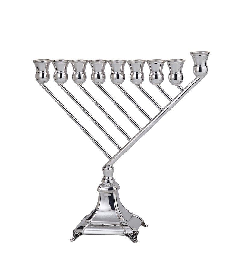 Hadad Diagonal Paris (S) Sterling Silver Menorah - 8"