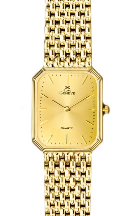 Euro Geneve 14K Yellow Gold Rectangular Mens Watch