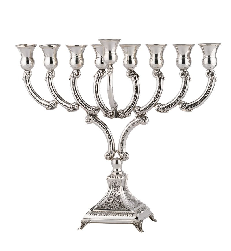 Hadad Hammered Arozit Arc Sterling Silver Menorah - 9"