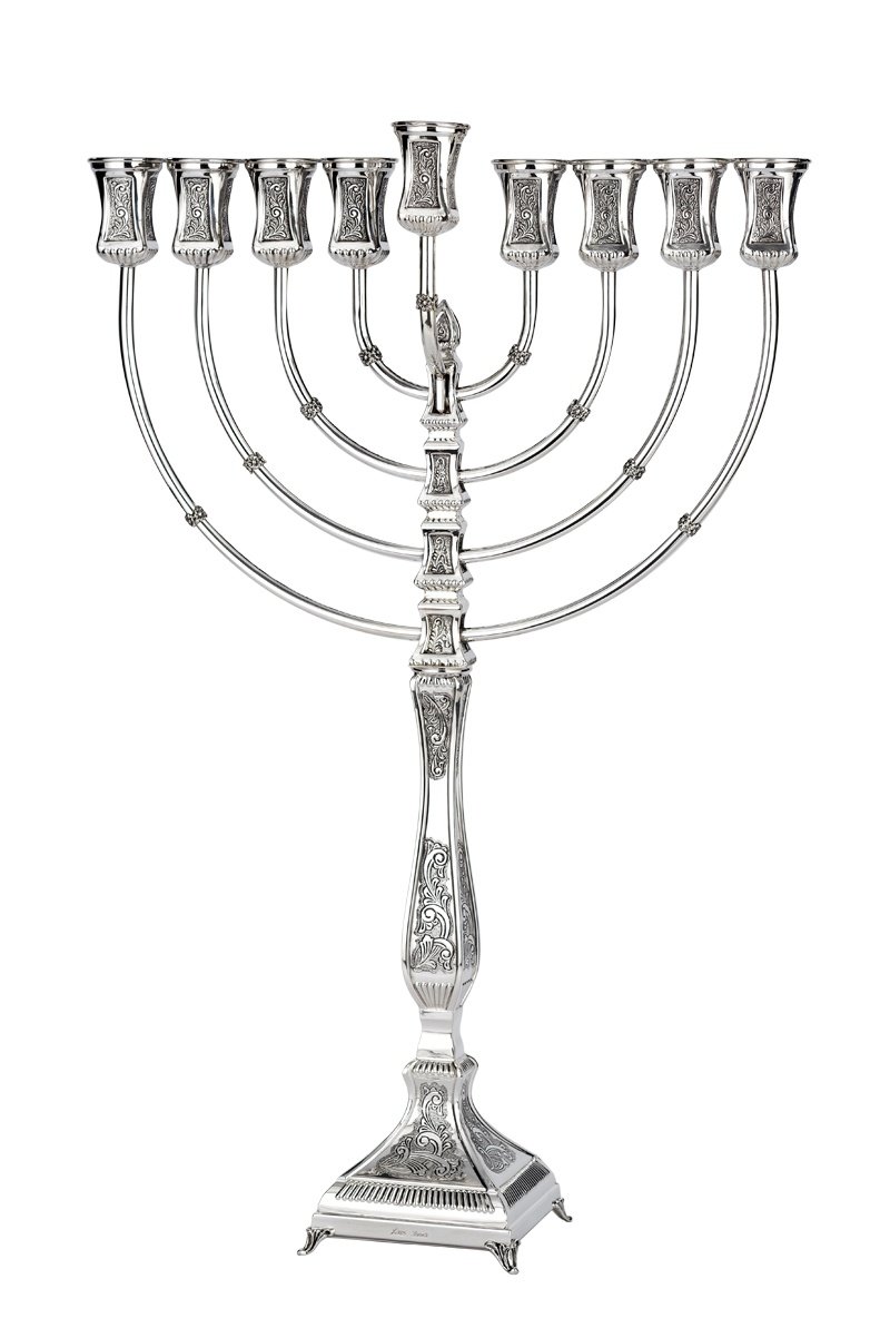 Hadad Hammered Arozit  Sterling Silver Menorah - 23"