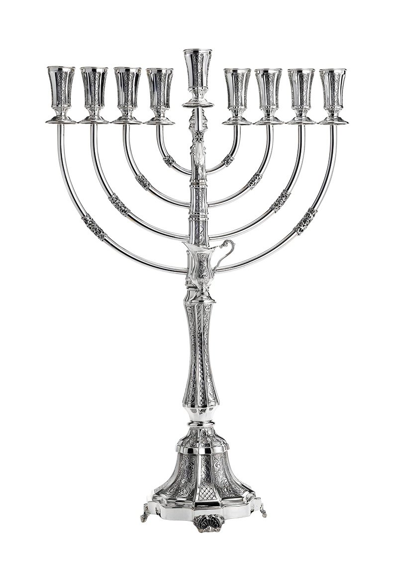 Hadad Hammered Italy Sterling Silver Menorah - 24"