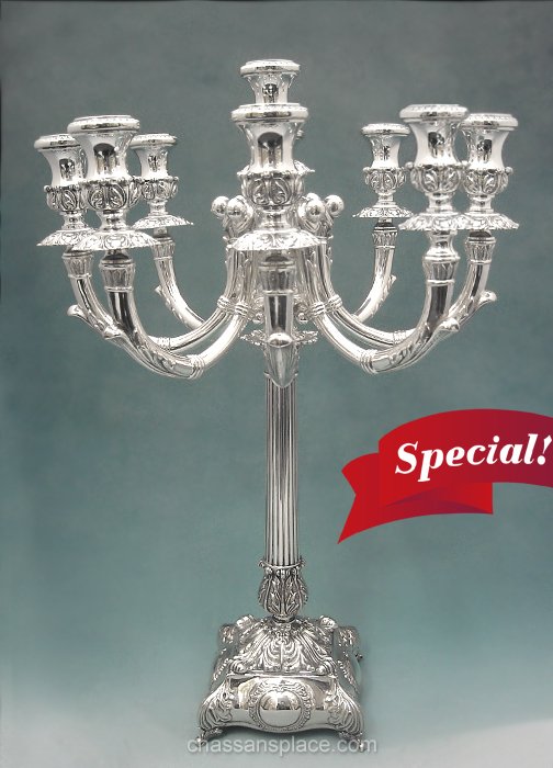 Hadad 9 Branch Sterling Silver Candelabra