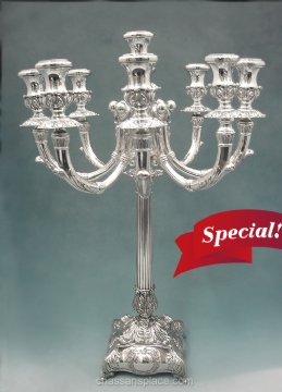 Hadad 9 Branch Sterling Silver Candelabra