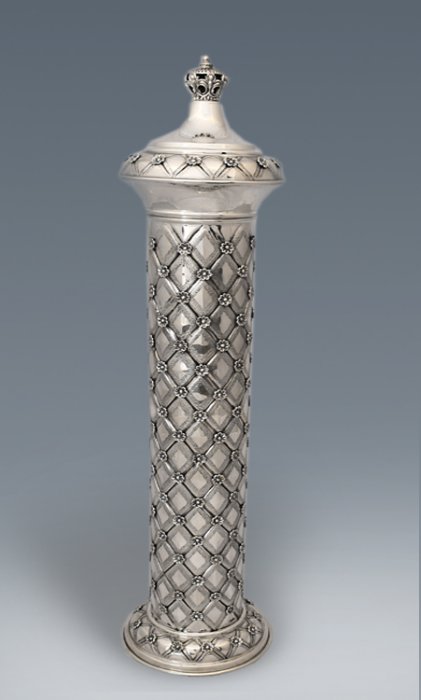 Hadad Diamond Flower Silver Megillah Case  - 21"