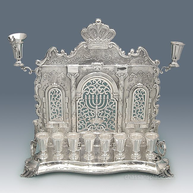 Hazorfim Hordus Silver Backwall Menorah - 13"