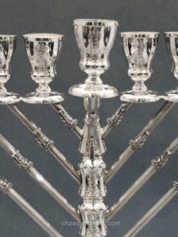 Hazorfim Bellagio Rambam (Chabad) Sterling Silver Menorah - 20"