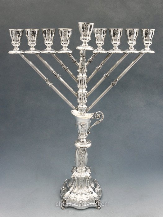 Hazorfim Bellagio Rambam (Chabad) Sterling Silver Menorah - 20"