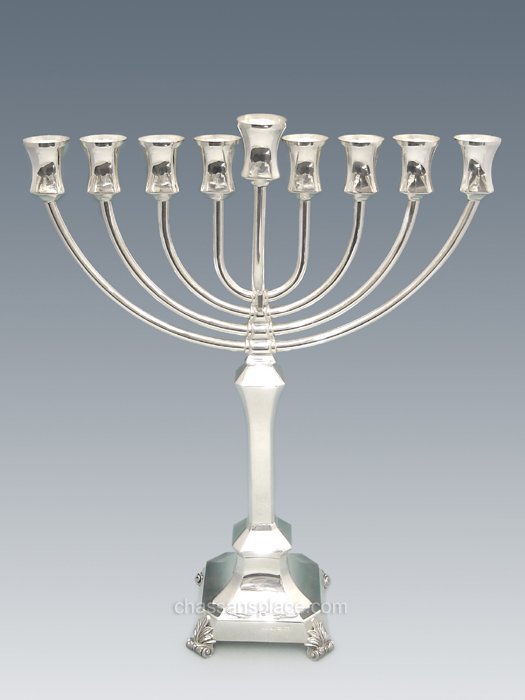 Hazorfim Naora Smooth Sterling Silver Menorah - 16"