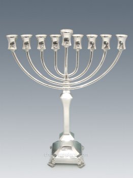 Hazorfim Naora Smooth Sterling Silver Menorah - 16"