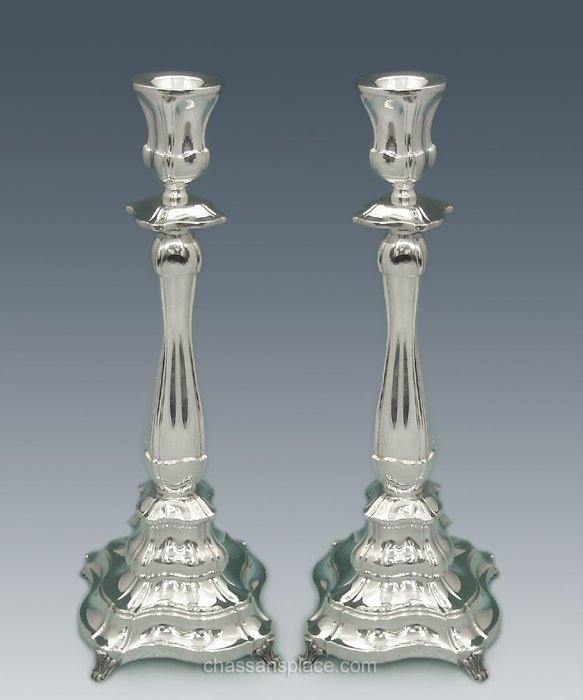 Hazorfim Elegant Silver Candlesticks - 15"