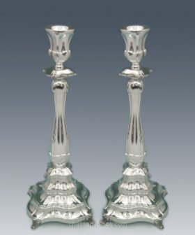 Hazorfim Elegant Silver Candlesticks - 15"