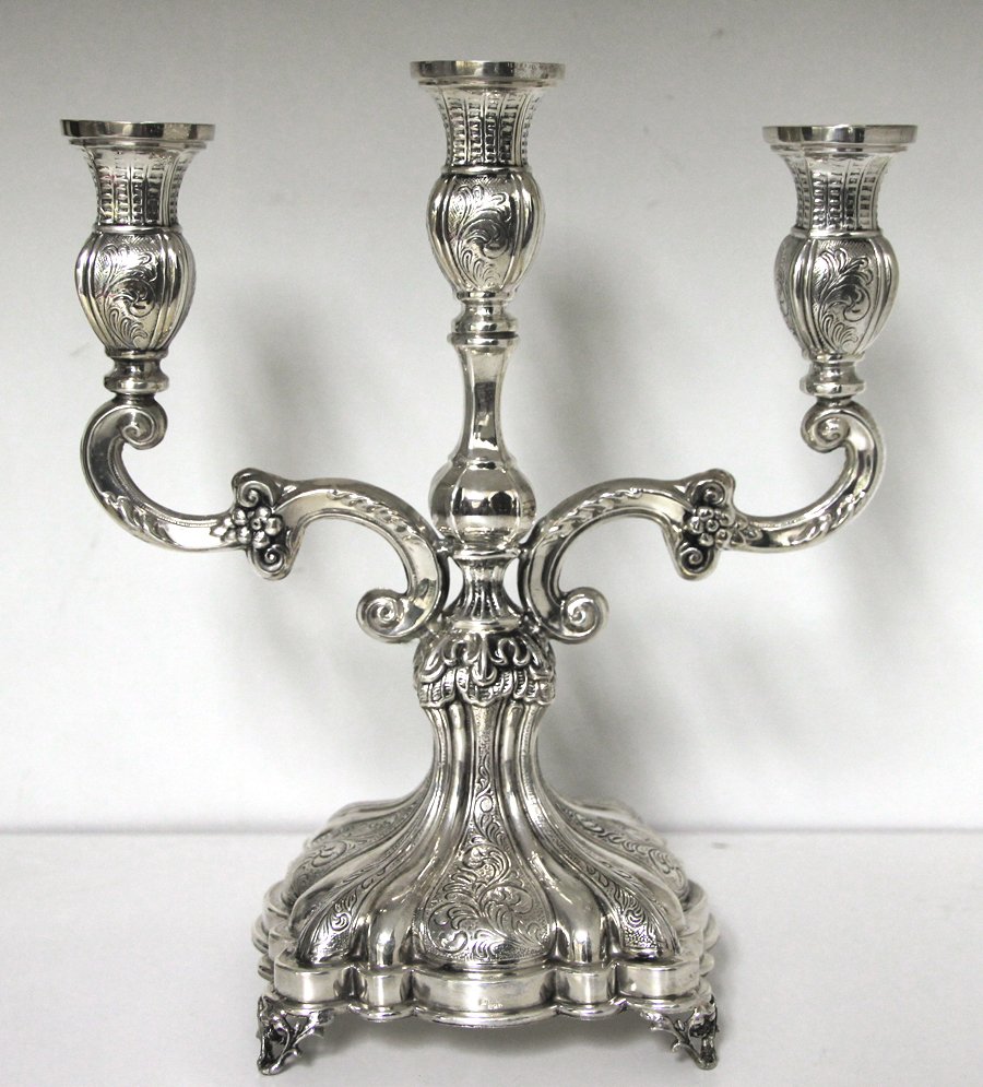 Sterling Silver Short Candelabra 3 Lights