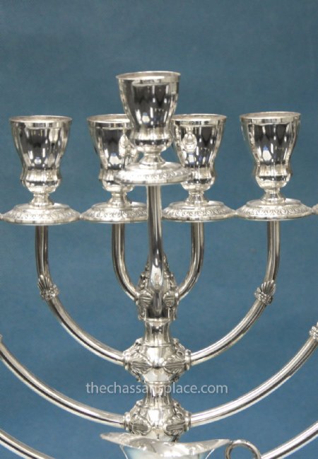 Hazorfim Pas Prachim Sterling Silver Menorah - 21"
