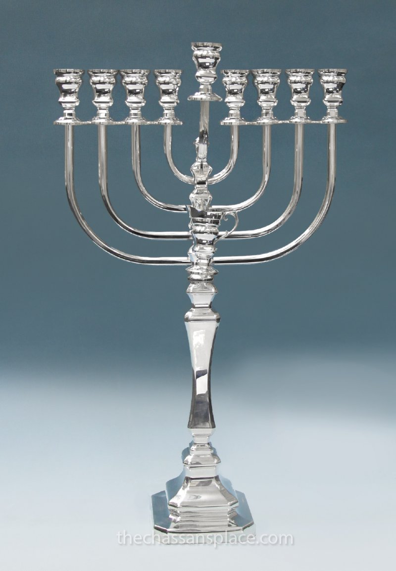 Hazorfim Komo Smooth Sterling Silver Menorah - 22"