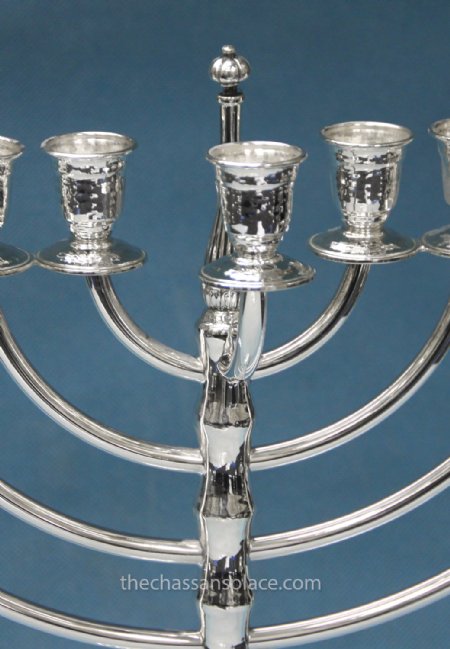 Italian Hammered Sterling Silver Menorah - 14"