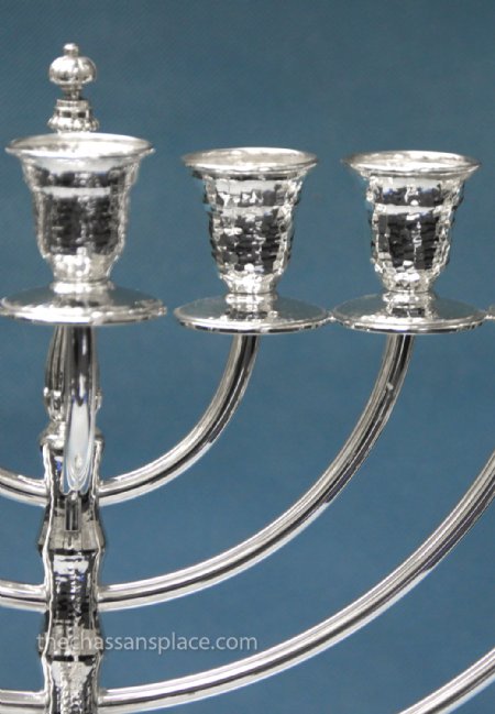 Italian Hammered Large Sterling Silver Menorah - 18"