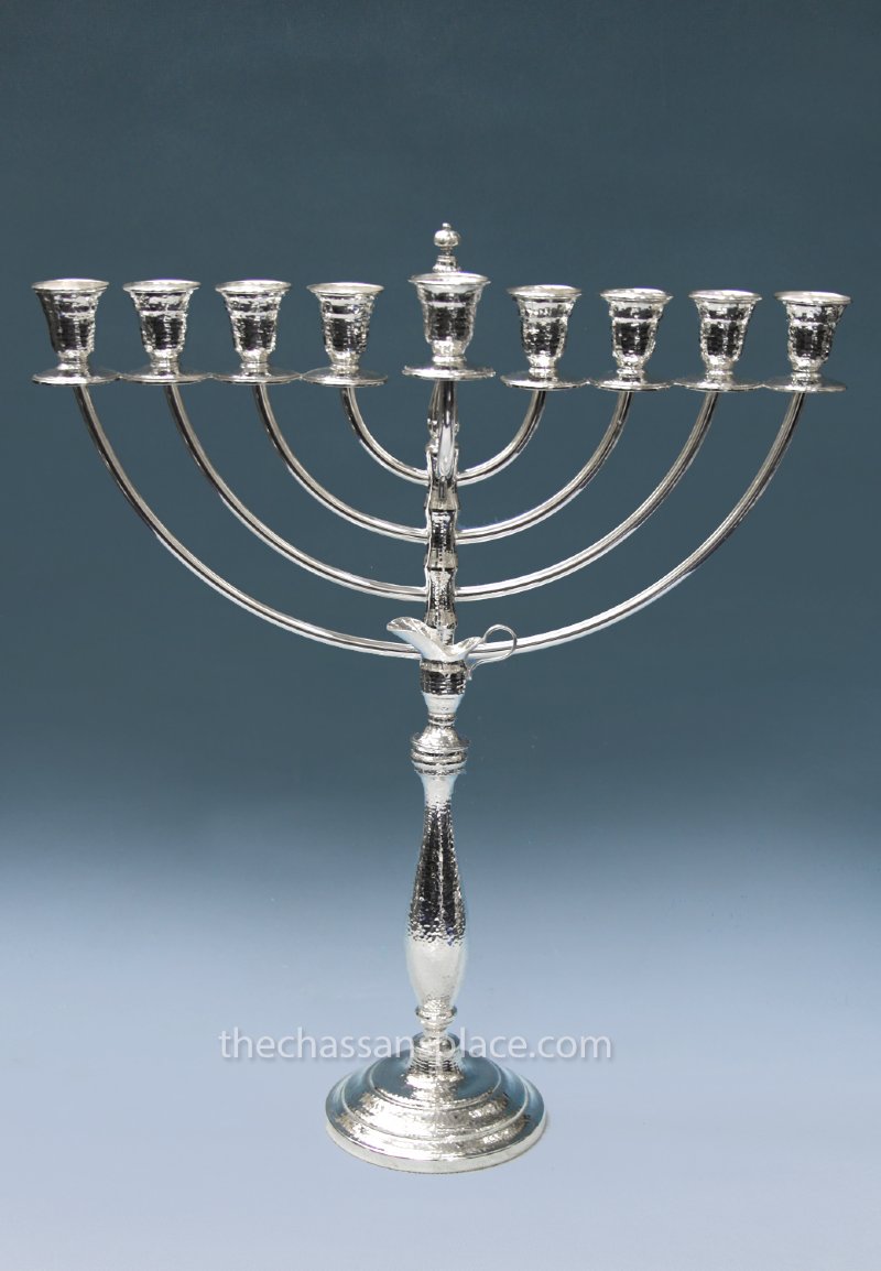 Italian Hammered Large Sterling Silver Menorah - 18"