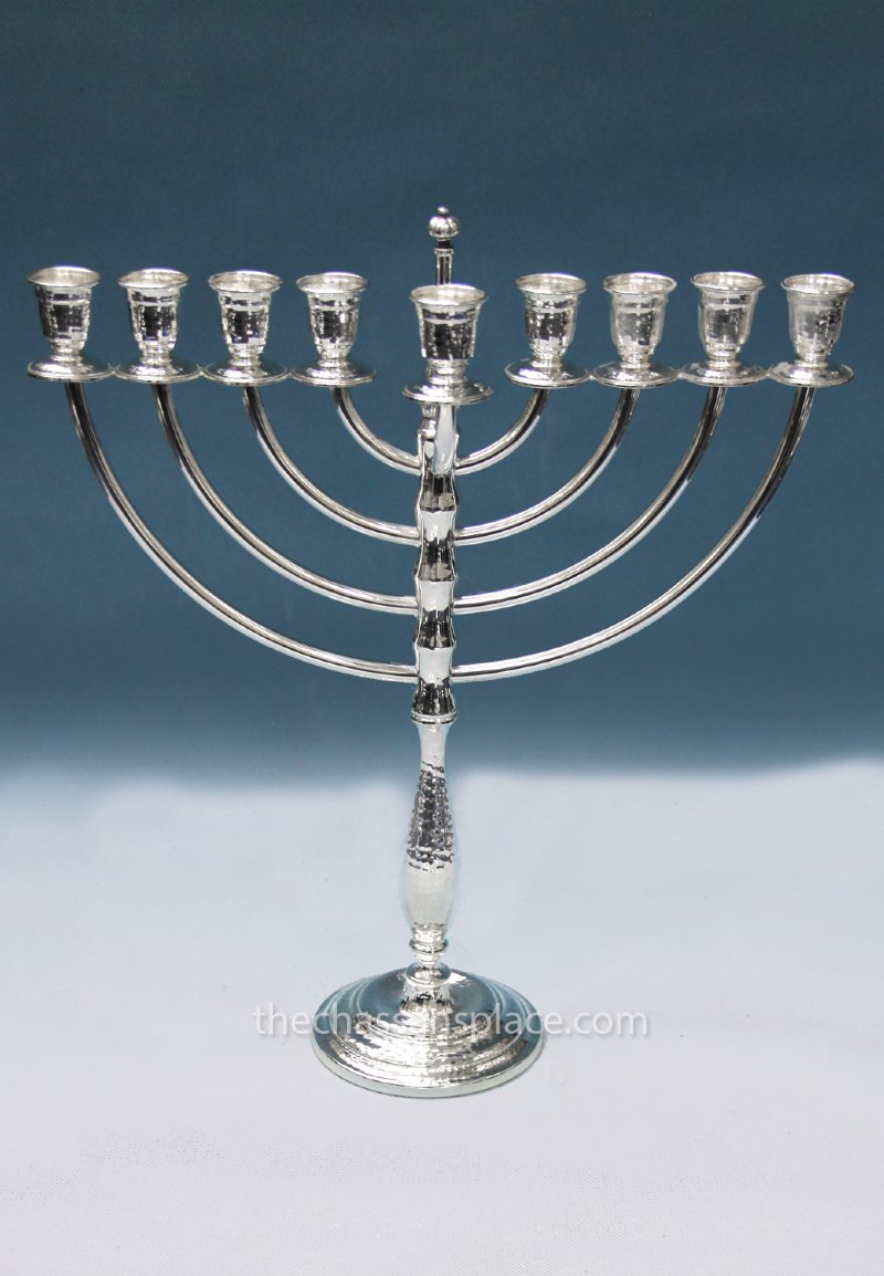 Italian Hammered Sterling Silver Menorah - 14"