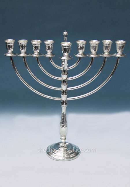 Italian Hammered Sterling Silver Menorah - 14"