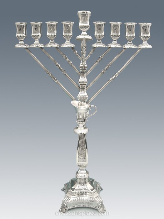 Masoret Rambam (Chabad) Sterling Silver Menorah - 24"