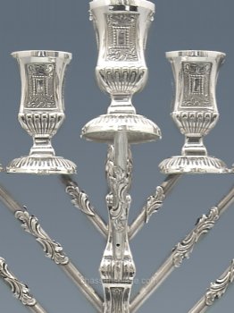 Masoret Rambam (Chabad) Sterling Silver Menorah - 24"