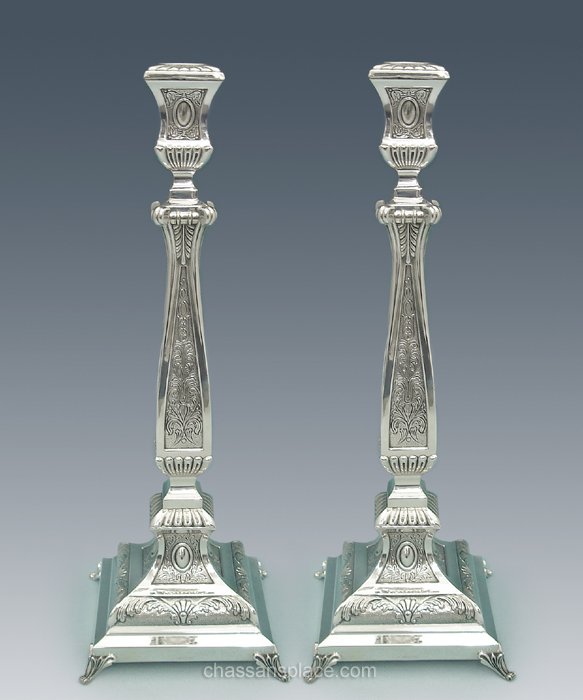 Zurich Fancy Sterling Silver Candlesticks - 8"