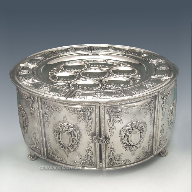 Masoret 3-Tiered Silver Seder Case