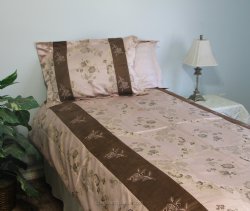 Pink Link Brocade & Suede Linen Set - 600 Thread Count